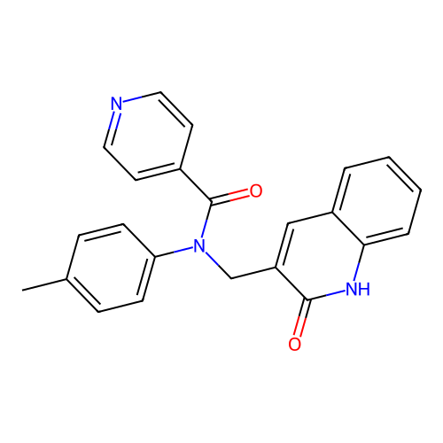 N-(4-methylphenyl)-N-[(2-oxo-1H-quinolin-3-yl)methyl]pyridine-4-carboxamide structure