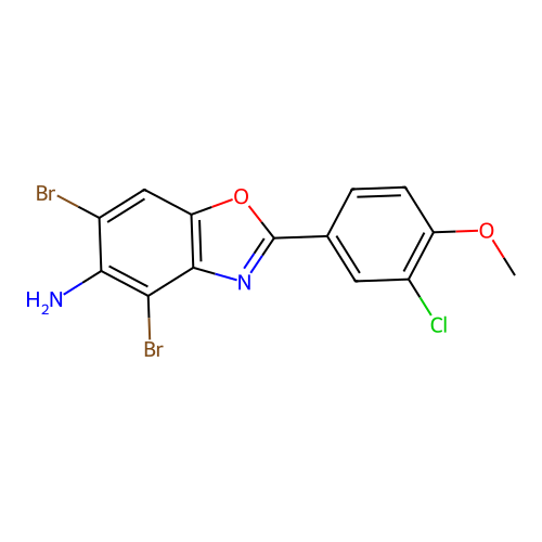 4,6-Dibromo-2-(3-chloro-4-methoxyphenyl)-1,3-benzoxazol-5-amine structure