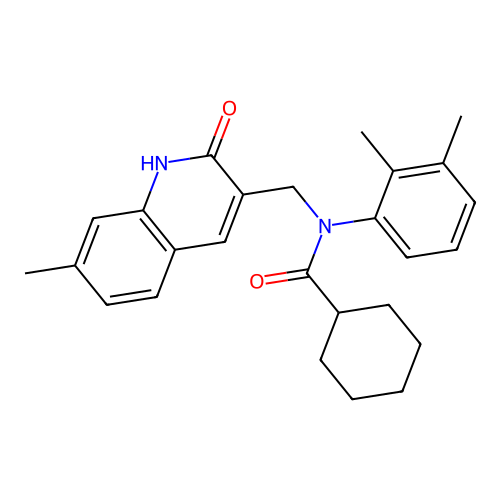 N-(2,3-dimethylphenyl)-N-((2-hydroxy-7-methylquinolin-3-yl)methyl)cyclohexanecarboxamide structure