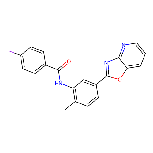 4-iodo-N-[2-methyl-5-([1,3]oxazolo[4,5-b]pyridin-2-yl)phenyl]benzamide structure