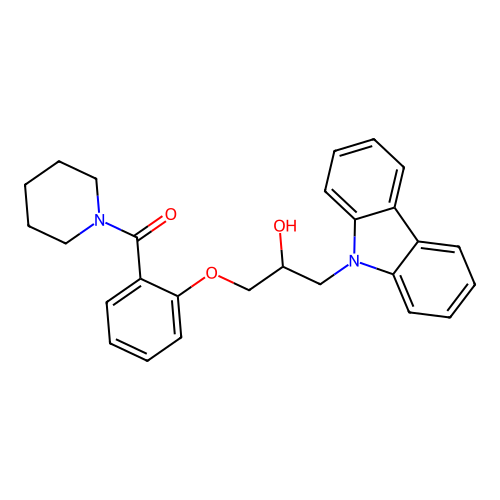 (2-(3-(9H-carbazol-9-yl)-2-hydroxypropoxy)phenyl)(piperidin-1-yl)methanone structure