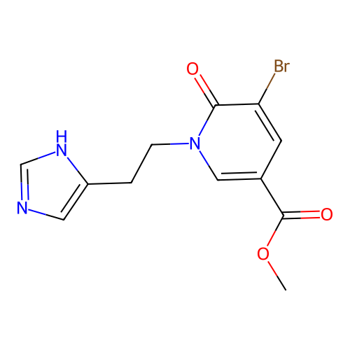 methyl 1-(2-(1H-imidazol-4-yl)ethyl)-5-bromo-6-oxo-1,6-dihydropyridine-3-carboxylate structure