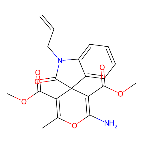 dimethyl 1-allyl-2'-amino-6'-methyl-2-oxospiro[indoline-3,4'-pyran]-3',5'-dicarboxylate structure