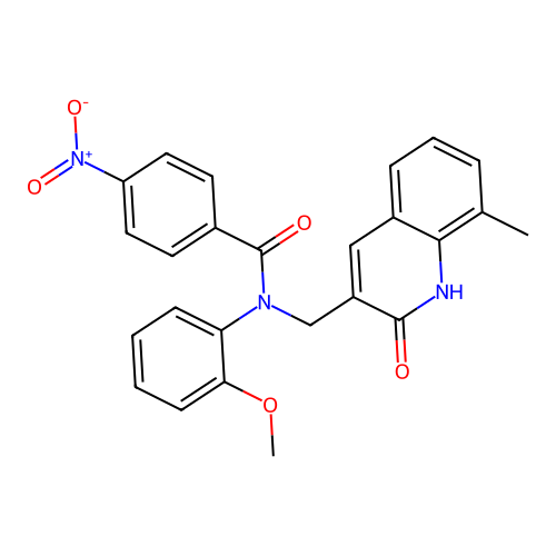 N-(2-methoxyphenyl)-N-[(8-methyl-2-oxo-1H-quinolin-3-yl)methyl]-4-nitrobenzamide structure