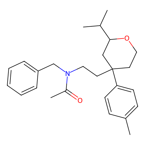 N-benzyl-N-(2-(2-isopropyl-4-(p-tolyl)tetrahydro-2H-pyran-4-yl)ethyl)acetamide structure