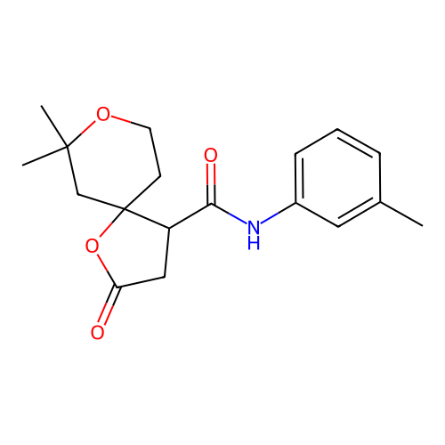 7,7-dimethyl-2-oxo-N-(m-tolyl)-1,8-dioxaspiro[4.5]decane-4-carboxamide structure