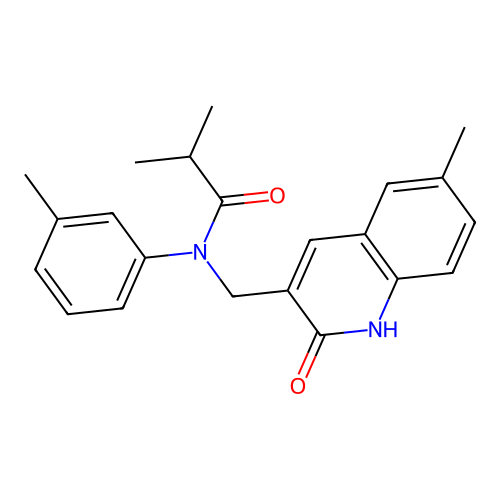 N-((2-hydroxy-6-methylquinolin-3-yl)methyl)-N-(m-tolyl)isobutyramide structure