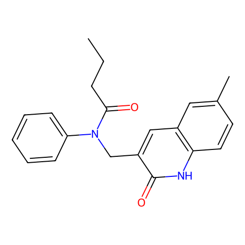 N-[(6-methyl-2-oxo-1H-quinolin-3-yl)methyl]-N-phenylbutanamide structure