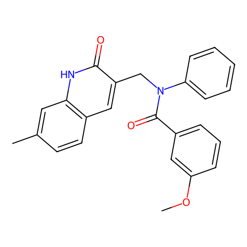 3-methoxy-N-[(7-methyl-2-oxo-1H-quinolin-3-yl)methyl]-N-phenylbenzamide structure