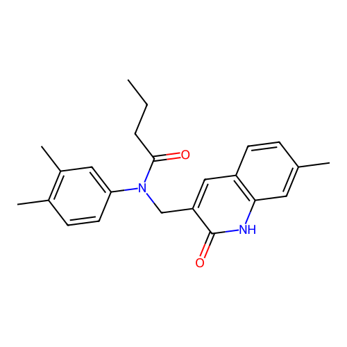 N-(3,4-dimethylphenyl)-N-[(7-methyl-2-oxo-1H-quinolin-3-yl)methyl]butanamide structure