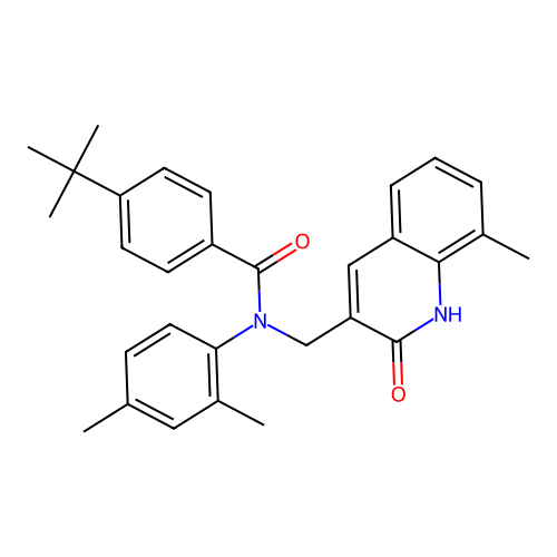 4-(tert-butyl)-N-(2,4-dimethylphenyl)-N-((2-hydroxy-8-methylquinolin-3-yl)methyl)benzamide structure
