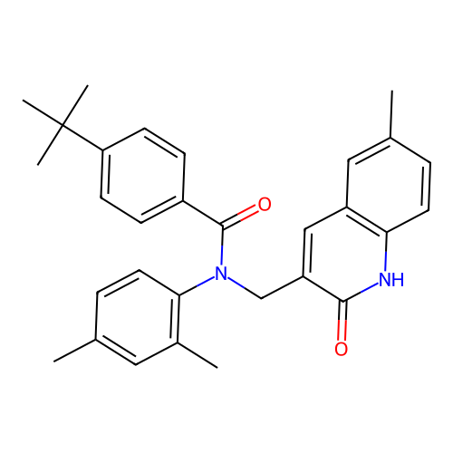 4-(tert-butyl)-N-(2,4-dimethylphenyl)-N-((2-hydroxy-6-methylquinolin-3-yl)methyl)benzamide structure