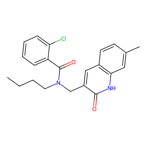 N-butyl-2-chloro-N-((2-hydroxy-7-methylquinolin-3-yl)methyl)benzamide structure