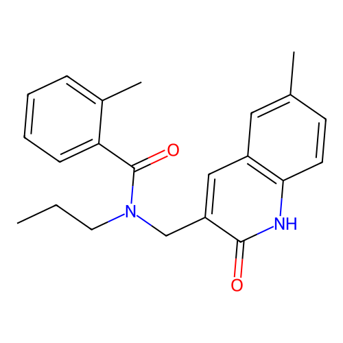2-methyl-N-[(6-methyl-2-oxo-1H-quinolin-3-yl)methyl]-N-propylbenzamide structure