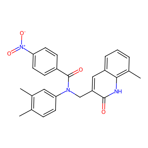 N-(3,4-dimethylphenyl)-N-((2-hydroxy-8-methylquinolin-3-yl)methyl)-4-nitrobenzamide structure