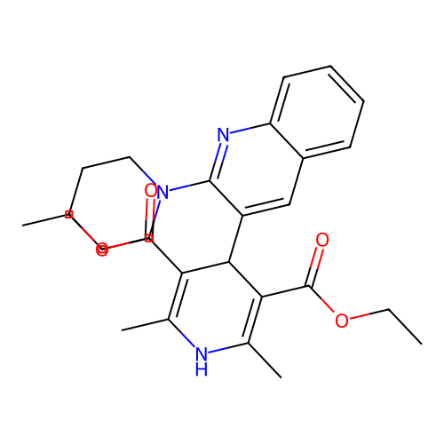 diethyl 2,6-dimethyl-4-(2-(piperidin-1-yl)quinolin-3-yl)-1,4-dihydropyridine-3,5-dicarboxylate structure