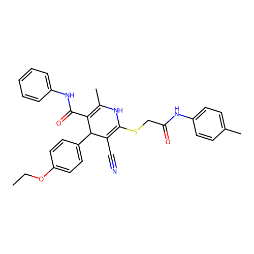 5-cyano-4-(4-ethoxyphenyl)-2-methyl-6-((2-oxo-2-(p-tolylamino)ethyl)thio)-N-phenyl-1,4-dihydropyridine-3-carboxamide structure