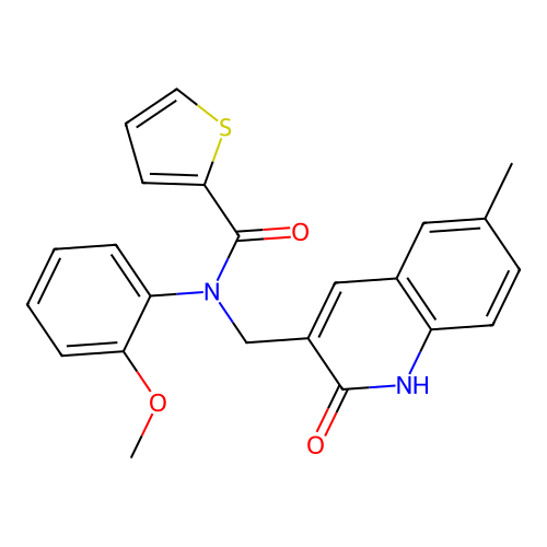 N-((2-hydroxy-6-methylquinolin-3-yl)methyl)-N-(2-methoxyphenyl)thiophene-2-carboxamide structure