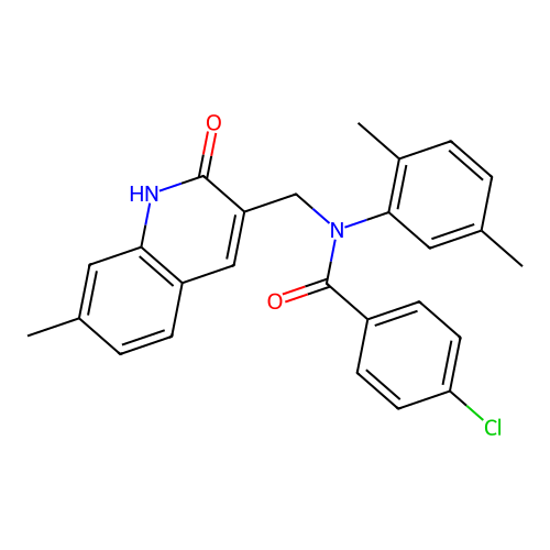 4-chloro-N-(2,5-dimethylphenyl)-N-((2-hydroxy-7-methylquinolin-3-yl)methyl)benzamide structure