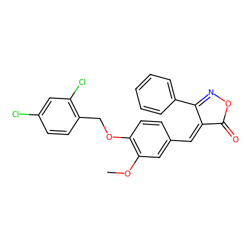 (4E)-4-{4-[(2,4-dichlorobenzyl)oxy]-3-methoxybenzylidene}-3-phenyl-1,2-oxazol-5(4H)-one structure