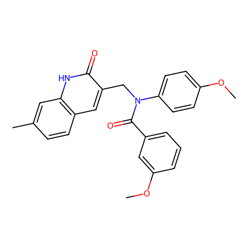 3-methoxy-N-(4-methoxyphenyl)-N-[(7-methyl-2-oxo-1H-quinolin-3-yl)methyl]benzamide structure