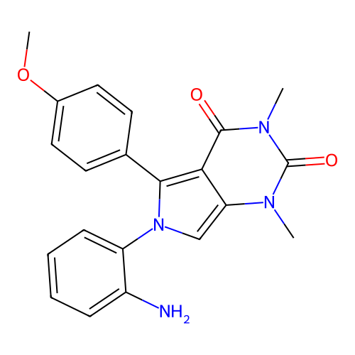 6-(2-aminophenyl)-5-(4-methoxyphenyl)-1,3-dimethyl-1H-pyrrolo[3,4-d]pyrimidine-2,4(3H,6H)-dione structure
