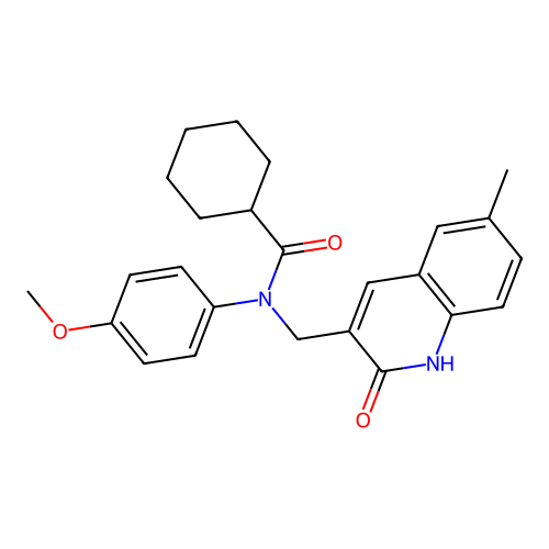 N-((2-hydroxy-6-methylquinolin-3-yl)methyl)-N-(4-methoxyphenyl)cyclohexanecarboxamide structure