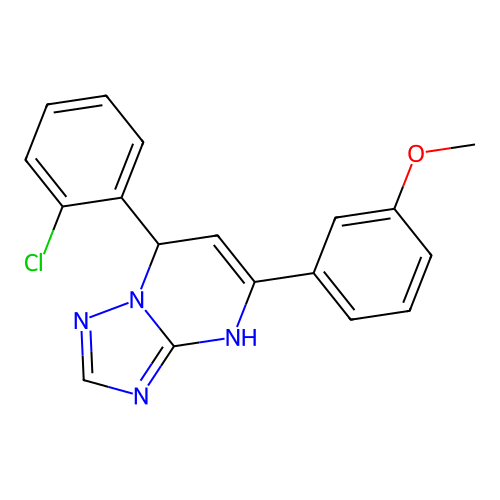 7-(2-chlorophenyl)-5-(3-methoxyphenyl)-1,7-dihydro-[1,2,4]triazolo[1,5-a]pyrimidine structure