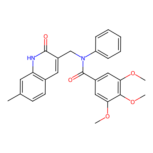 3,4,5-trimethoxy-N-[(7-methyl-2-oxo-1H-quinolin-3-yl)methyl]-N-phenylbenzamide structure