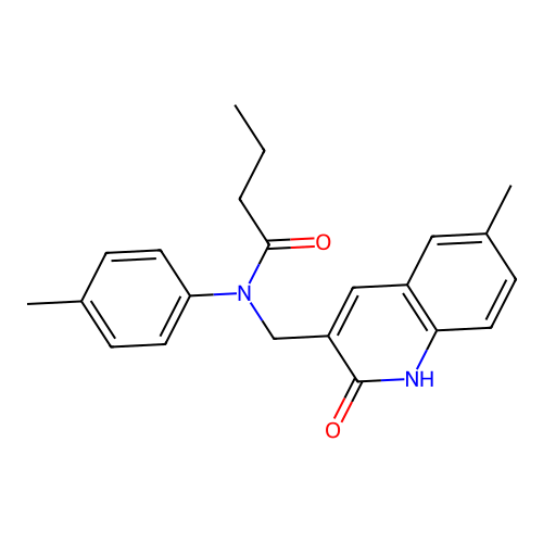 N-[(6-methyl-2-oxo-1H-quinolin-3-yl)methyl]-N-(4-methylphenyl)butanamide structure