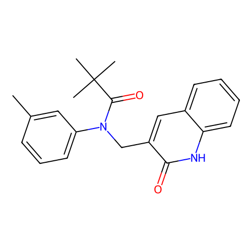 2,2-dimethyl-N-(3-methylphenyl)-N-[(2-oxo-1H-quinolin-3-yl)methyl]propanamide structure