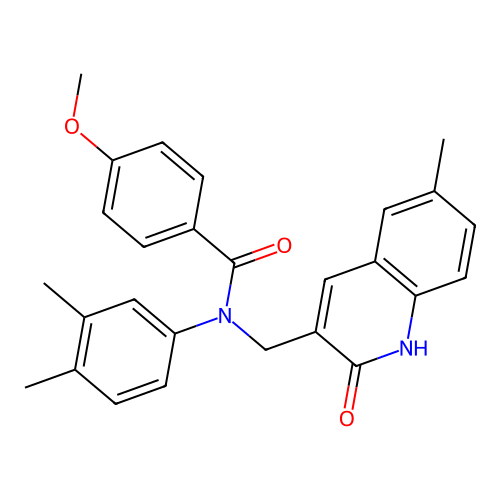 N-(3,4-dimethylphenyl)-4-methoxy-N-[(6-methyl-2-oxo-1H-quinolin-3-yl)methyl]benzamide structure