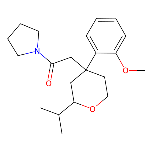 2-[4-(2-methoxyphenyl)-2-propan-2-yloxan-4-yl]-1-pyrrolidin-1-ylethanone structure
