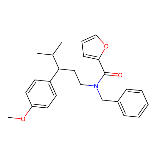 N-benzyl-N-[3-(4-methoxyphenyl)-4-methylpentyl]furan-2-carboxamide structure