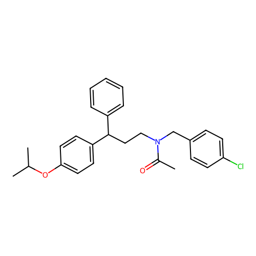 N-(4-chlorobenzyl)-N-(3-(4-isopropoxyphenyl)-3-phenylpropyl)acetamide structure