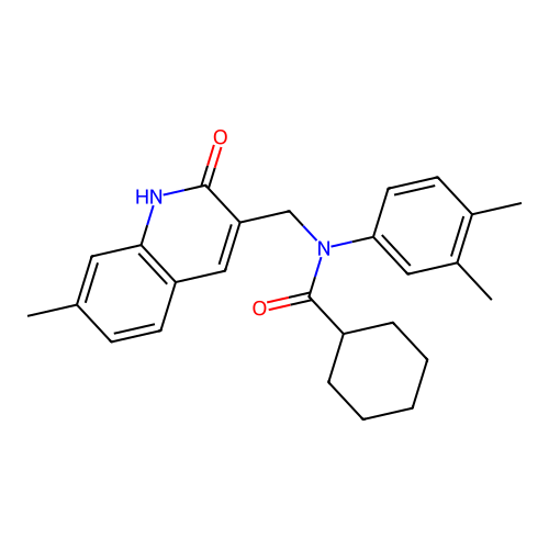 N-(3,4-dimethylphenyl)-N-((2-hydroxy-7-methylquinolin-3-yl)methyl)cyclohexanecarboxamide structure
