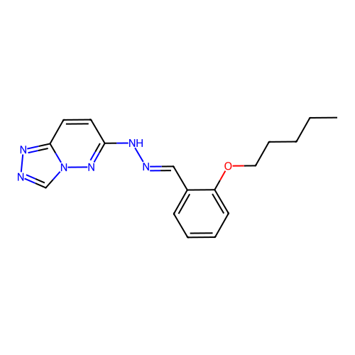 6-{(2E)-2-[2-(pentyloxy)benzylidene]hydrazinyl}[1,2,4]triazolo[4,3-b]pyridazine structure