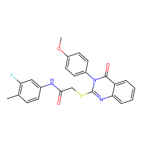 N-(3-fluoro-4-methylphenyl)-2-{[3-(4-methoxyphenyl)-4-oxo-3,4-dihydroquinazolin-2-yl]sulfanyl}acetamide structure