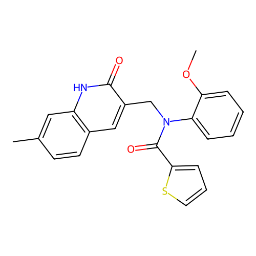 N-((2-hydroxy-7-methylquinolin-3-yl)methyl)-N-(2-methoxyphenyl)thiophene-2-carboxamide structure