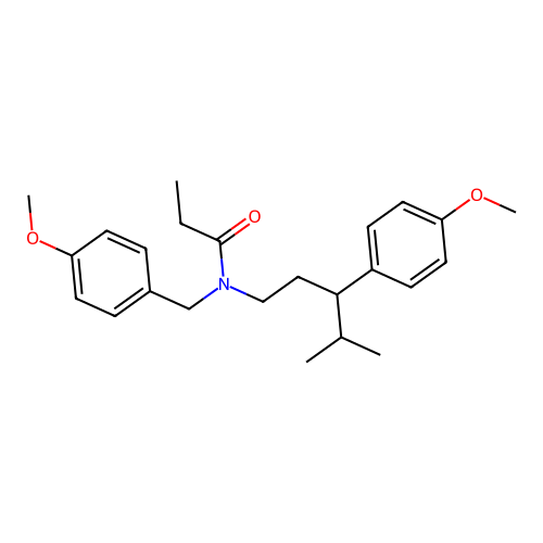 N-(4-methoxybenzyl)-N-[3-(4-methoxyphenyl)-4-methylpentyl]propanamide structure