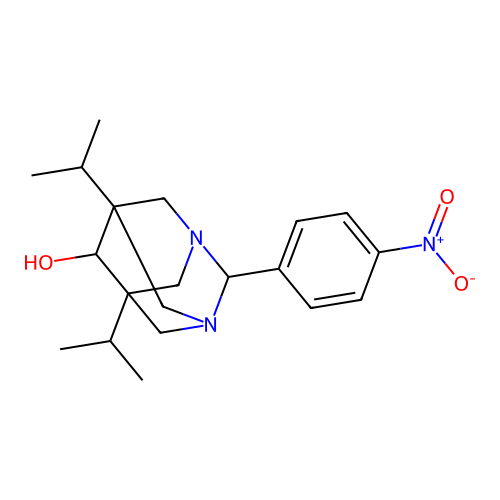 (5s,7s)-5,7-Diisopropyl-2-(4-nitrophenyl)-1,3-diazaadamantan-6-ol structure
