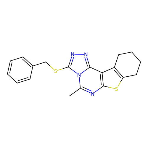 3-(benzylsulfanyl)-5-methyl-8,9,10,11-tetrahydro[1]benzothieno[3,2-e][1,2,4]triazolo[4,3-c]pyrimidine structure