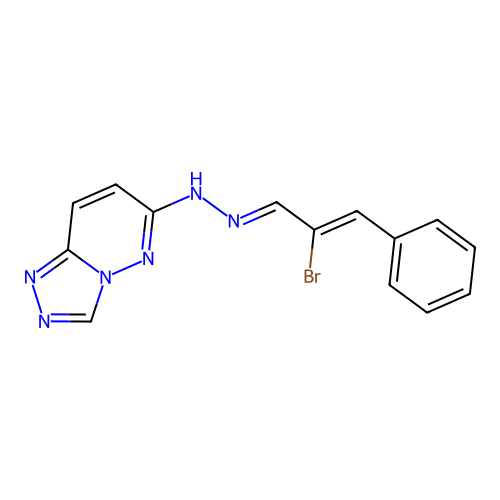 N-[(E)-[(Z)-2-bromo-3-phenylprop-2-enylidene]amino]-[1,2,4]triazolo[4,3-b]pyridazin-6-amine structure