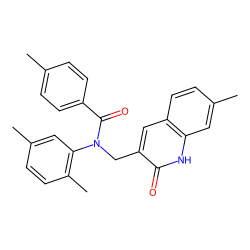 N-(2,5-dimethylphenyl)-N-((2-hydroxy-7-methylquinolin-3-yl)methyl)-4-methylbenzamide structure
