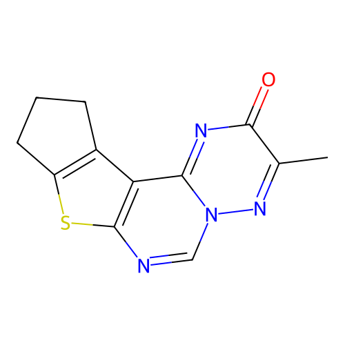 3-methyl-10,11-dihydro-2H,9H-cyclopenta[4',5']thieno[2',3':4,5]pyrimido[1,6-b][1,2,4]triazin-2-one structure