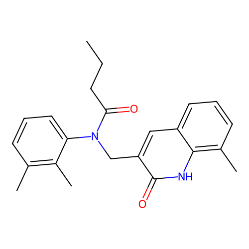 N-(2,3-dimethylphenyl)-N-[(8-methyl-2-oxo-1H-quinolin-3-yl)methyl]butanamide structure