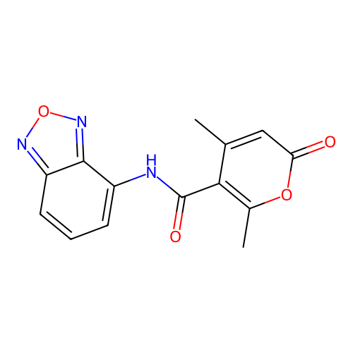 N-(2,1,3-benzoxadiazol-4-yl)-4,6-dimethyl-2-oxo-2H-pyran-5-carboxamide structure