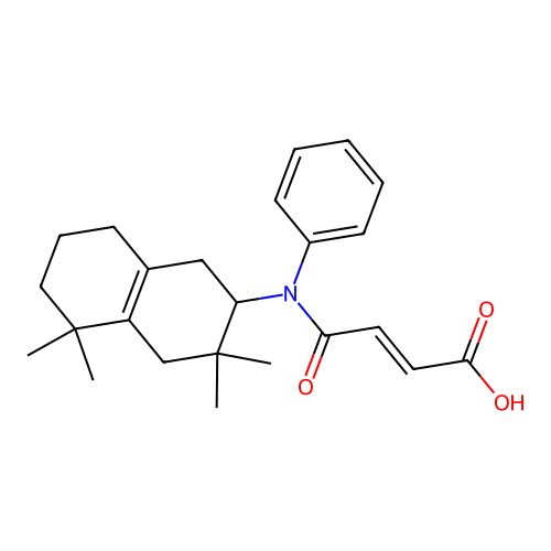 (E)-4-oxo-4-(phenyl(3,3,5,5-tetramethyl-1,2,3,4,5,6,7,8-octahydronaphthalen-2-yl)amino)but-2-enoic acid structure