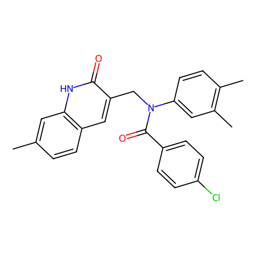 4-chloro-N-(3,4-dimethylphenyl)-N-((2-hydroxy-7-methylquinolin-3-yl)methyl)benzamide structure