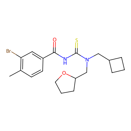 3-bromo-N-[cyclobutylmethyl(oxolan-2-ylmethyl)carbamothioyl]-4-methylbenzamide structure